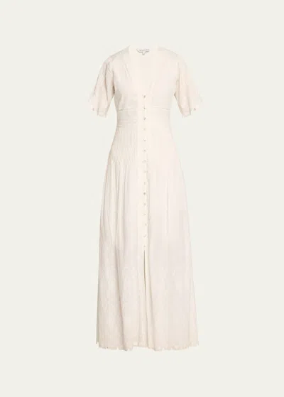 Veronica Beard Arushi Embroidered Short-sleeve Maxi Dress In Off White