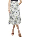 Veronica Beard Arwen Floral Belted Midi Skirt In White