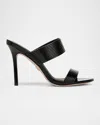 Veronica Beard Asha Leather Dual-band Slide Sandals In Black
