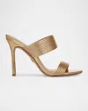 Veronica Beard Asha Metallic Dual-band Slide Sandals In Gold