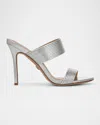 Veronica Beard Asha Metallic Dual-band Slide Sandals In Silver