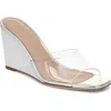 Veronica Beard Square Toe Wedge Sandals In Silver