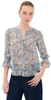 Veronica Beard Ashlynn Blouse Blue Jay Multi In Blue