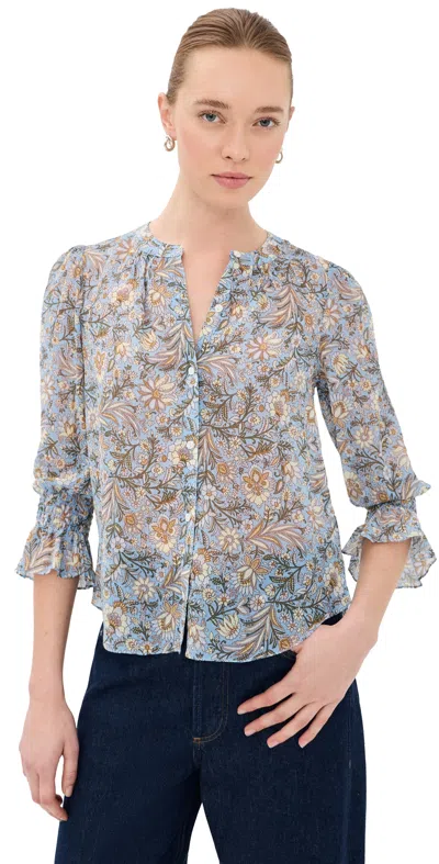 Veronica Beard Ashlynn Blouse Blue Jay Multi