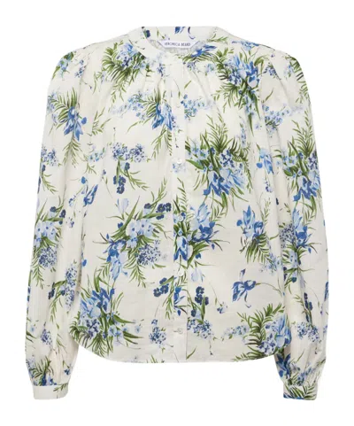 Veronica Beard Ashlynn Floral Cotton Shirt In White