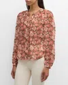 Veronica Beard Ashlynn Bluse Aus Seiden-georgette Mit Floralem Print In Deep Ochre Multi