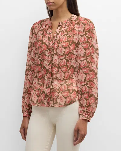 Veronica Beard Ashlynn Bluse Aus Seiden-georgette Mit Floralem Print In Baby-pink