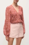 Veronica Beard Calvin Printed Long-sleeve Blouse In Dark Persimmon Multi