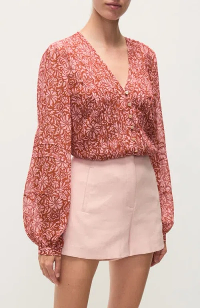 VERONICA BEARD VERONICA BEARD ASHLYNN FLORAL PINTUCK SILK TOP