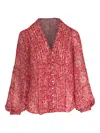 Veronica Beard Ashlynn Floral-print Blouse In Red