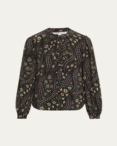 VERONICA BEARD ASHLYNN FLORAL-PRINT SILK TOP