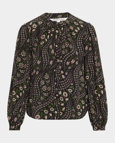 VERONICA BEARD ASHLYNN FLORAL-PRINT SILK TOP
