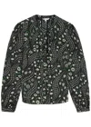 Veronica Beard Ashlynn Floral-print Silk Top In Black