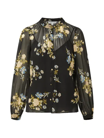 Veronica Beard Ashlynn Floral-print Blouse In Black