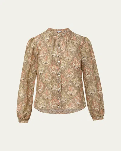 Veronica Beard Ashlynn Long-sleeve Silk Blouse In Multi