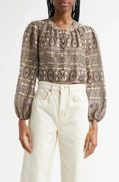 VERONICA BEARD VERONICA BEARD ASHLYNN PAISLEY LINEN & SILK TOP