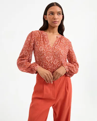 Veronica Beard Ashlynn Silk Blouse In Orange