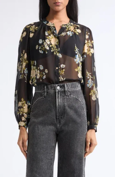 Veronica Beard Ashlynn Silk Chiffon Blouse In Multi