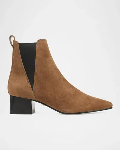 Veronica Beard Astra Suede Ankle Boots In Brown