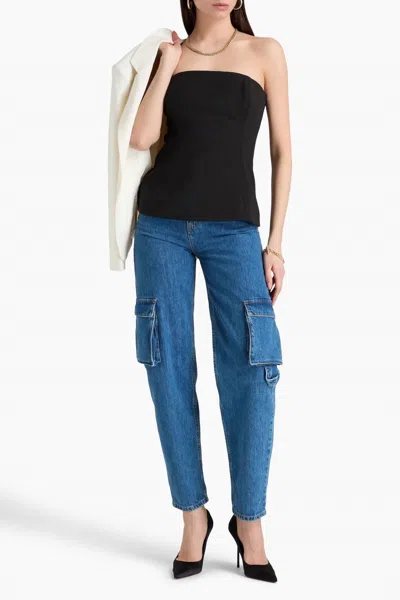 Veronica Beard Astrid Stretch Crepe Bustier Top In Black