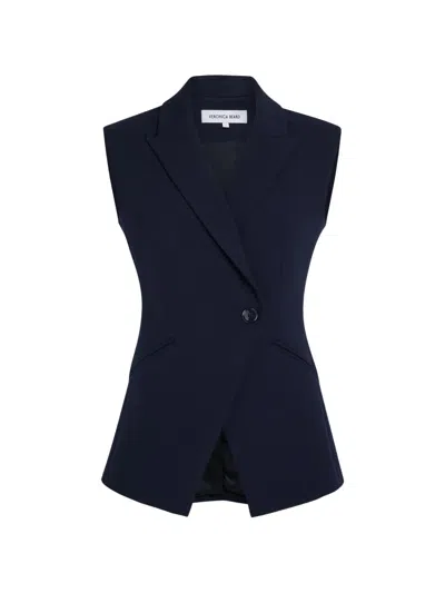 Veronica Beard Asymmetric Button Blazer In Blue