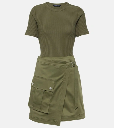Veronica Beard Asymmetric Cotton-blend Miniskirt In Stone Army
