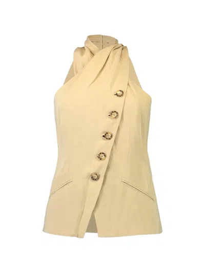 Veronica Beard Asymmetric Halterneck Top In Neutral