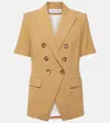 Veronica Beard Atwood Short Sleeve Linen Blend Dickey Jacket In Brown