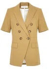 Veronica Beard Atwood Dickey Double-breasted Linen-blend Jacket In Taupe