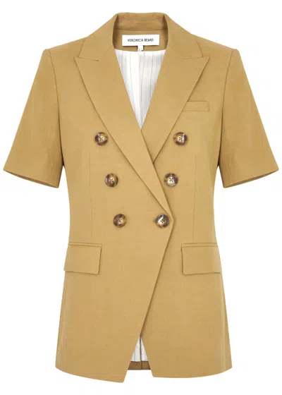 Veronica Beard Atwood Linen-blend Dickey Blazer In Taupe