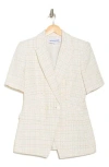 Veronica Beard Atwood Short Sleeve Cotton Dickey Jacket In Neutral