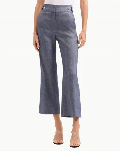 Veronica Beard Aubrie Cropped Wide Leg Pant In Blue Melange