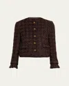 Veronica Beard Audrina Metallic Tweed Jacket In Brown