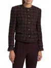 Veronica Beard Audrina Metallic Tweed Jacket In Dark Currant In Multi