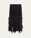 Veronica Beard Ava Ruffled Silk-chiffon Midi Skirt In Black