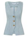 Veronica Beard Avalia Button-fastening Denim Waistcoat In Blue