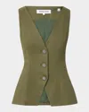 Veronica Beard Avalina Tailored Vest In Green