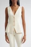 Veronica Beard Avalina Sleeveless V Neck Vest In White