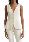 Veronica Beard Avalina Sleeveless V Neck Vest In White