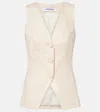 Veronica Beard Avalina Sleeveless V Neck Vest In White