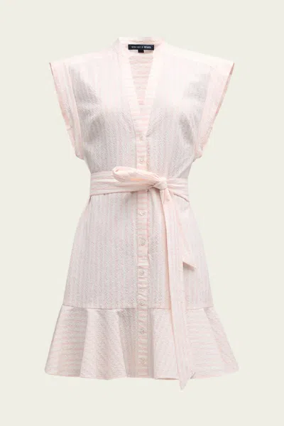 Veronica Beard Women's Avella Striped Mini Shirtdress In Pink White