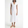 Veronica Beard Aven Cotton Eyelet Handkerchief Hem Dress In White