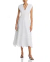 Veronica Beard Aven Eyelet Midi Dress In White