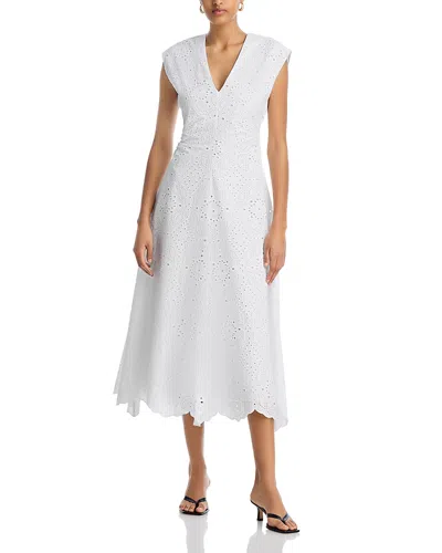 Veronica Beard Aven Eyelet Midi Dress In White
