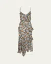 Veronica Beard Avenel Floral Ruffled Midi Dress In Multi