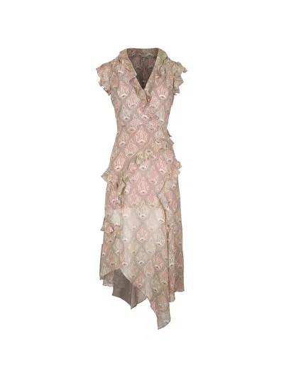 Veronica Beard Avenel Paisley-print Ruffled Dress In Neutral
