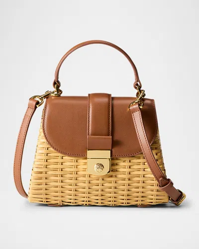 Veronica Beard Avenue Small Rattan Crossbody Bag In Hazelwood