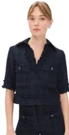 Veronica Beard Babbs Collared Top In Navy Multi In Blue