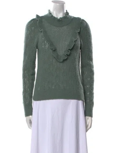 Pre-owned Veronica Beard Baby Alpaca Cowl Neck Sweater In Green