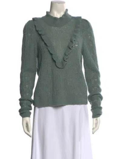Pre-owned Veronica Beard Baby Alpaca Cowl Neck Sweater In Green